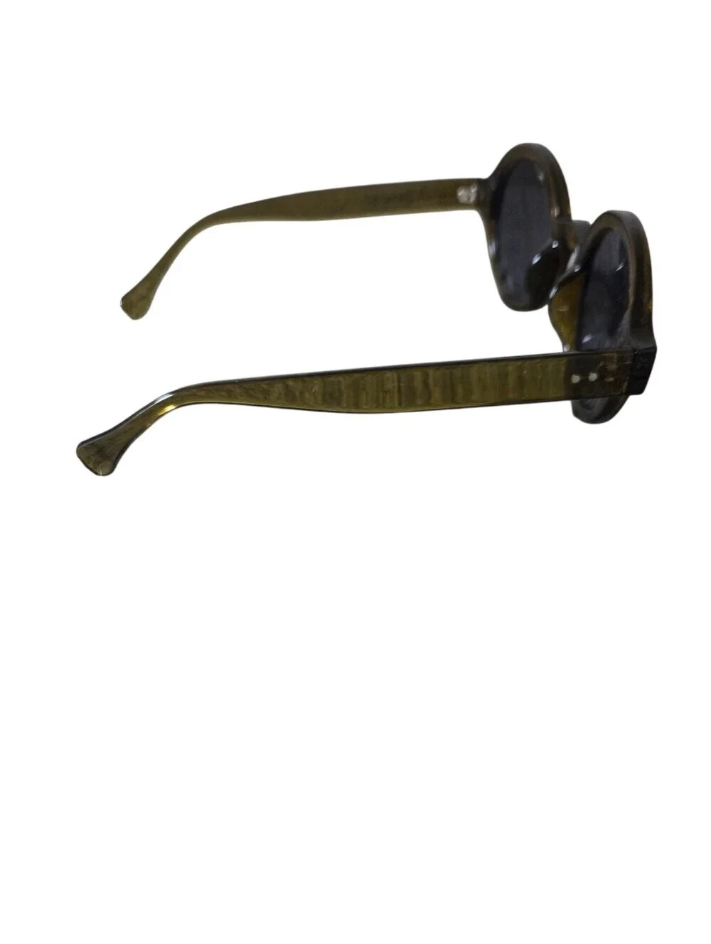 Round Retro Olive Green Sunglasses Gray Lenses Oversized Boho Festival